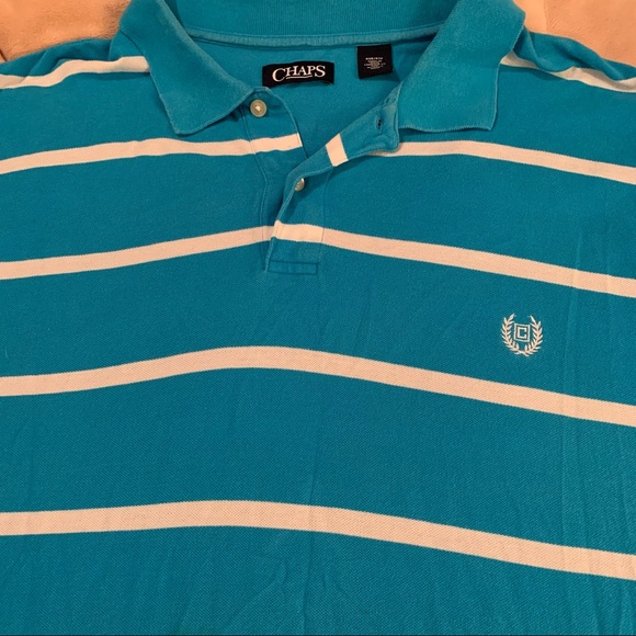 Chaps Other - Chaps Blue White Striped Polo Short Sleeve